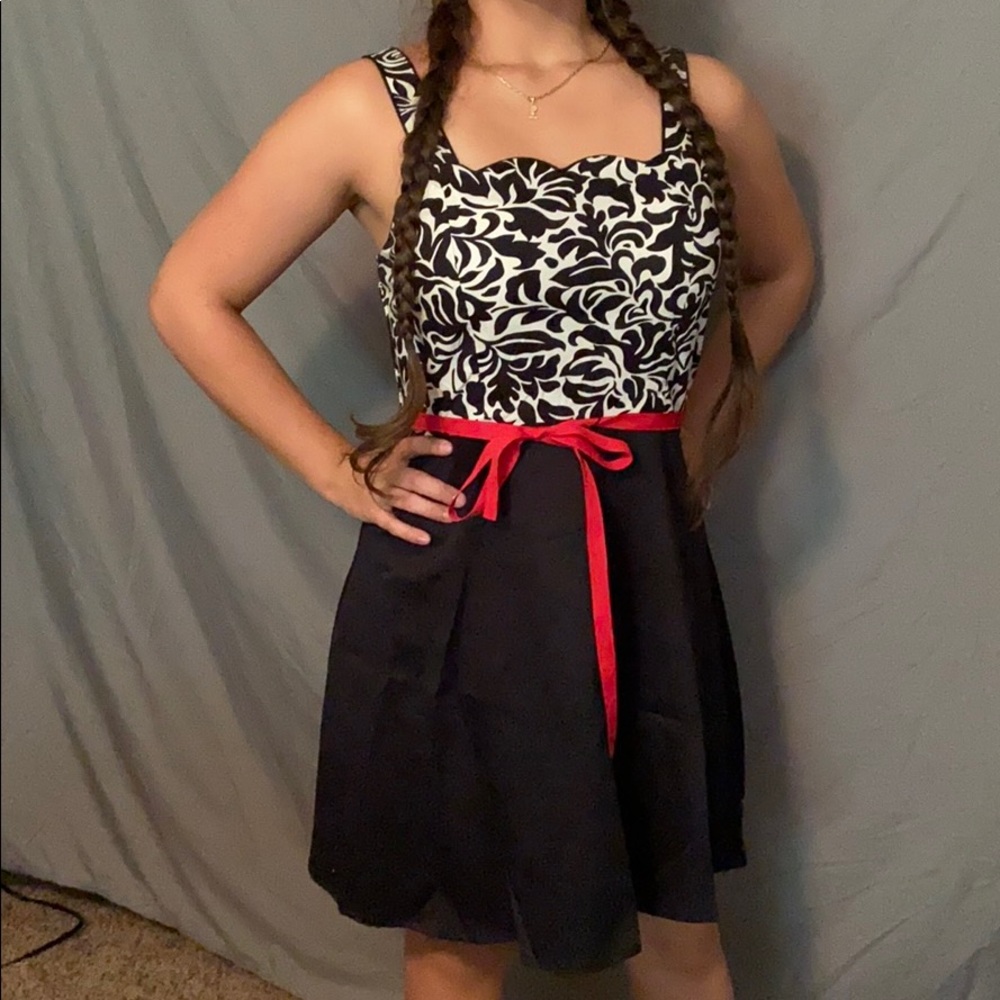 R&K Black & white dress with cover up jacket sz L - Picture 2 of 8